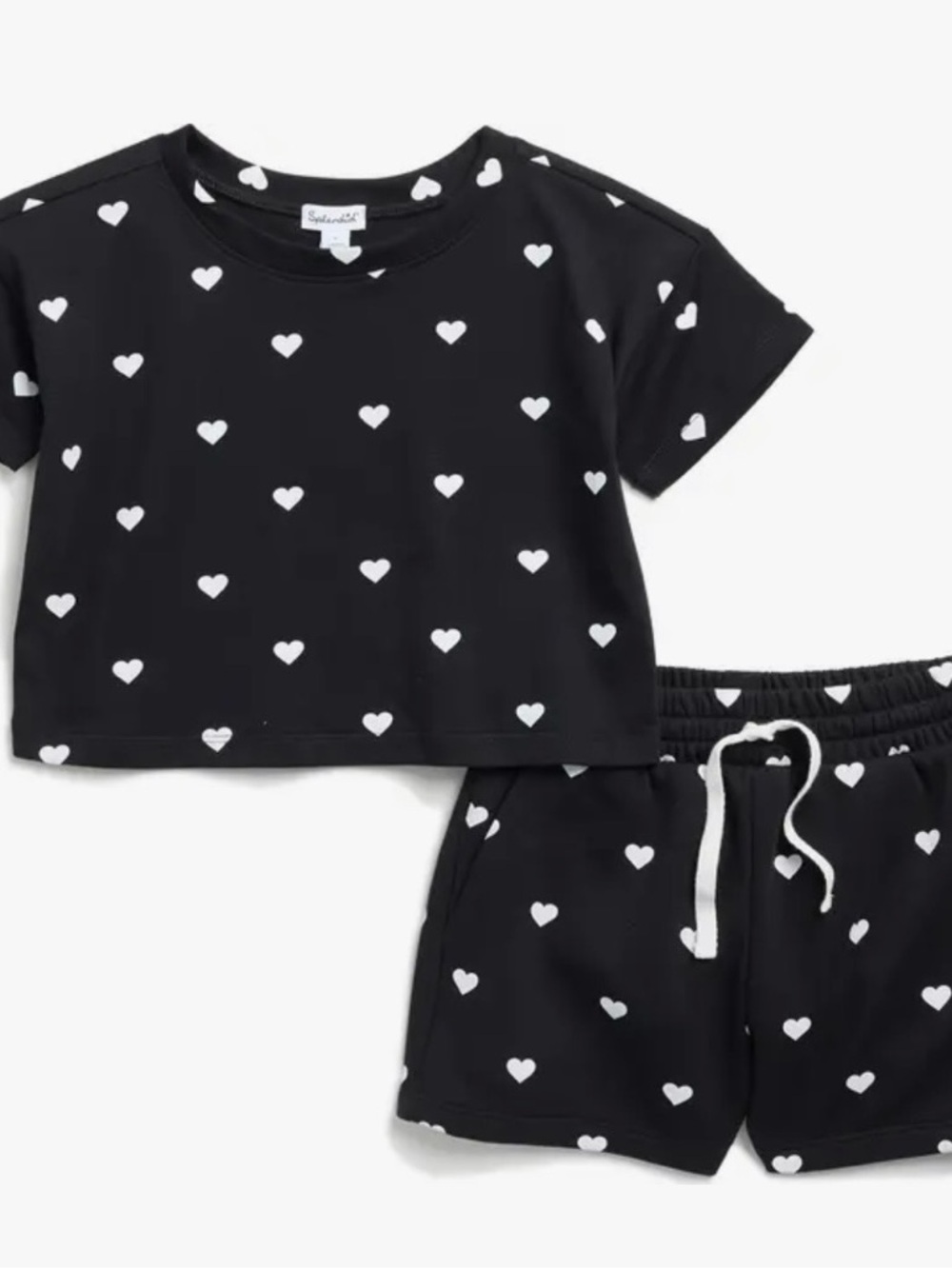 Splendid Black & White Heart Print Kids Set